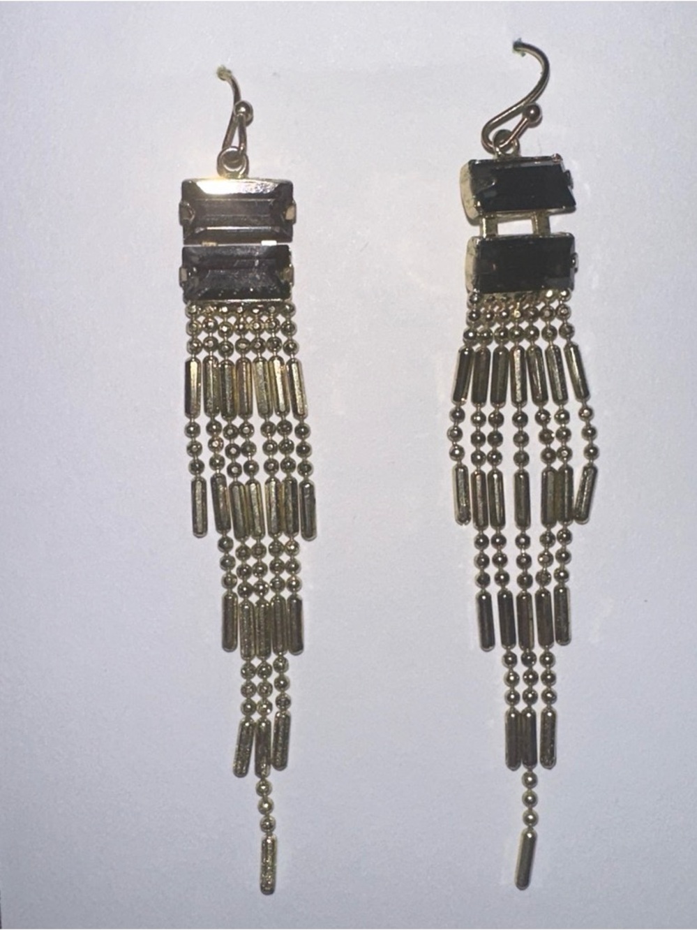 Nordstrom Gold-Tone Black Tag Fringe Drop Earrings